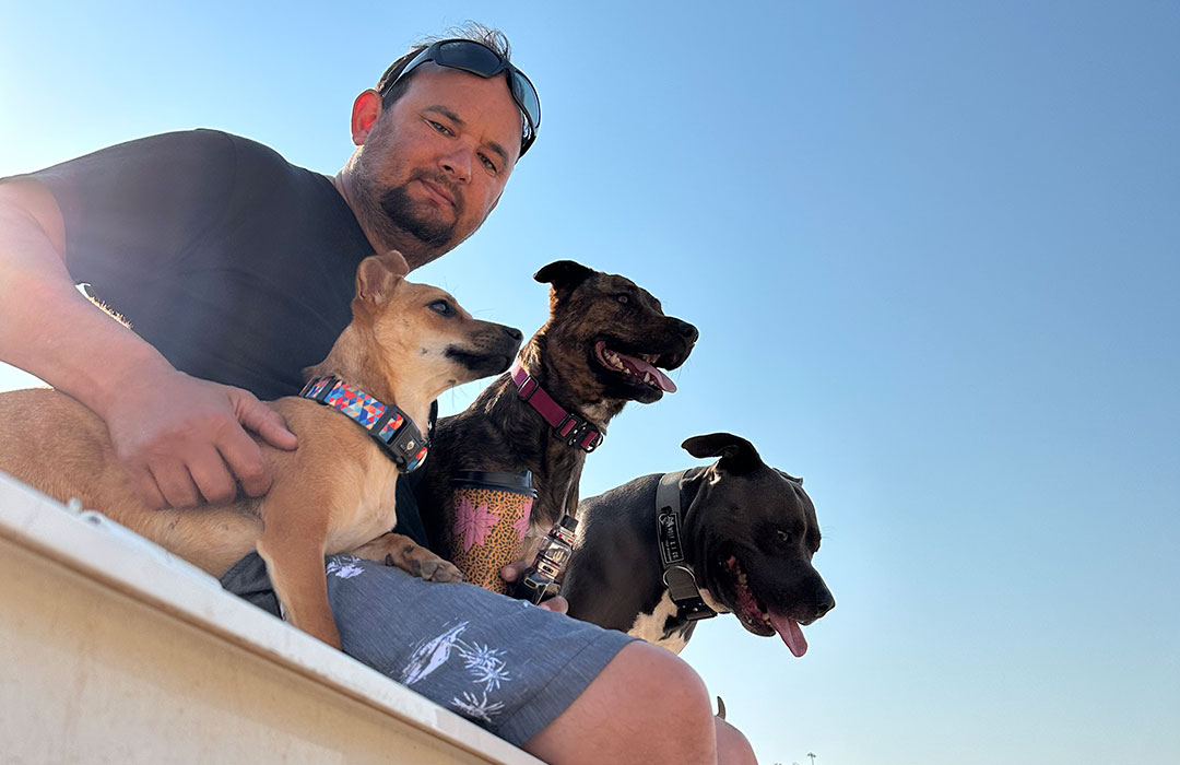 Biscuit, Brin & Rufus at the beach.